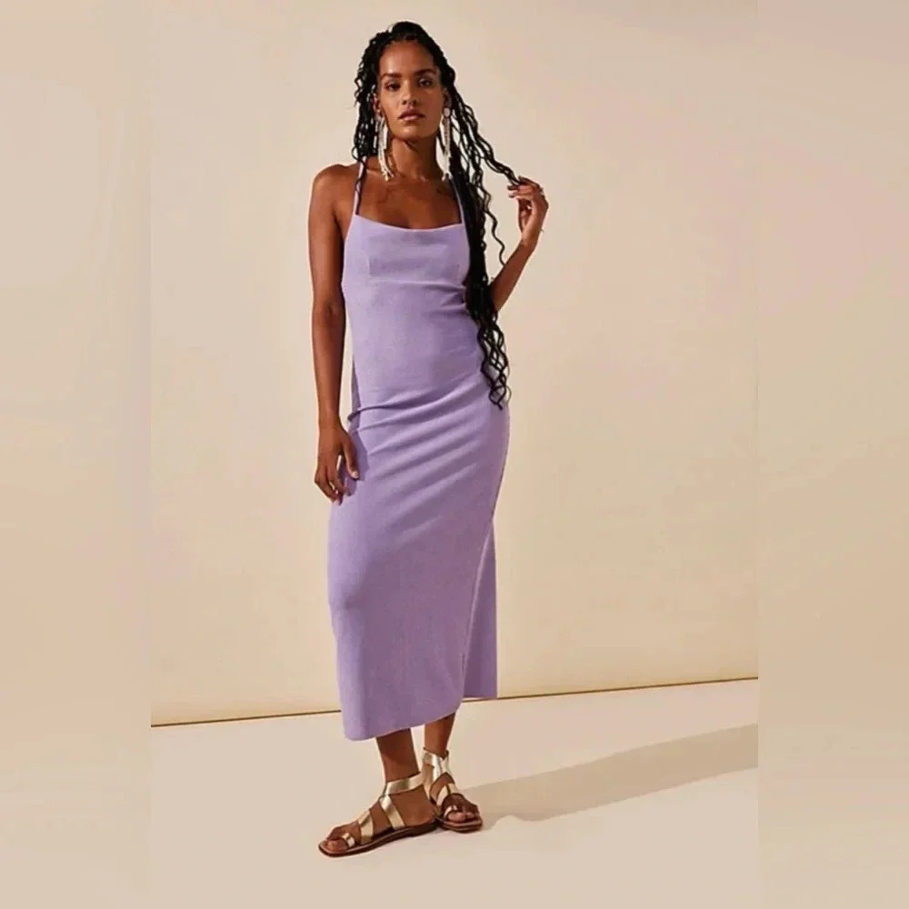 Free People Purple Spaghetti Strap Slip Maxi Dress